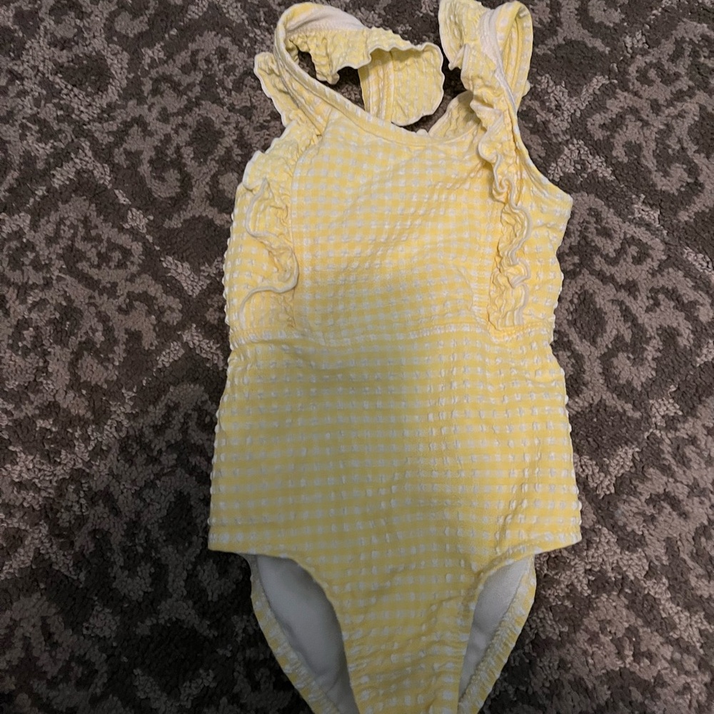 Cat & Jack Yellow Gingham Ruffle One-Piece Swimsuit